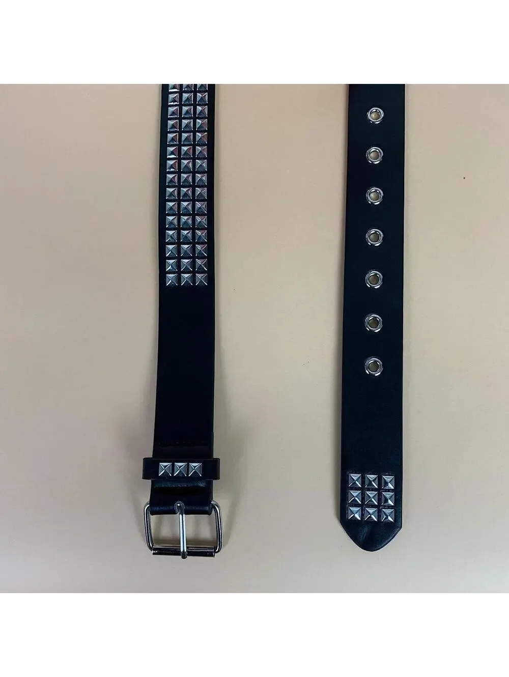 Vintage Y2K Black Punk Studded Diamond Belt